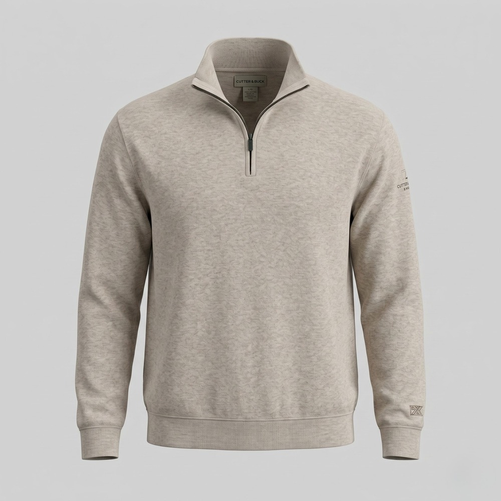 Cutter & Buck Pullover Mens Large Cream Painted Desert Golf Club 1/4 Zip Cotton